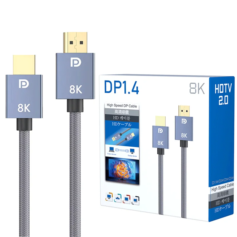 4K 8K 60Hz 120Hz Male to Male DP to DP Cable for Computer Video PC Laptop TV HDR Display Port Cable 6 Feet Gold-Plated Braided