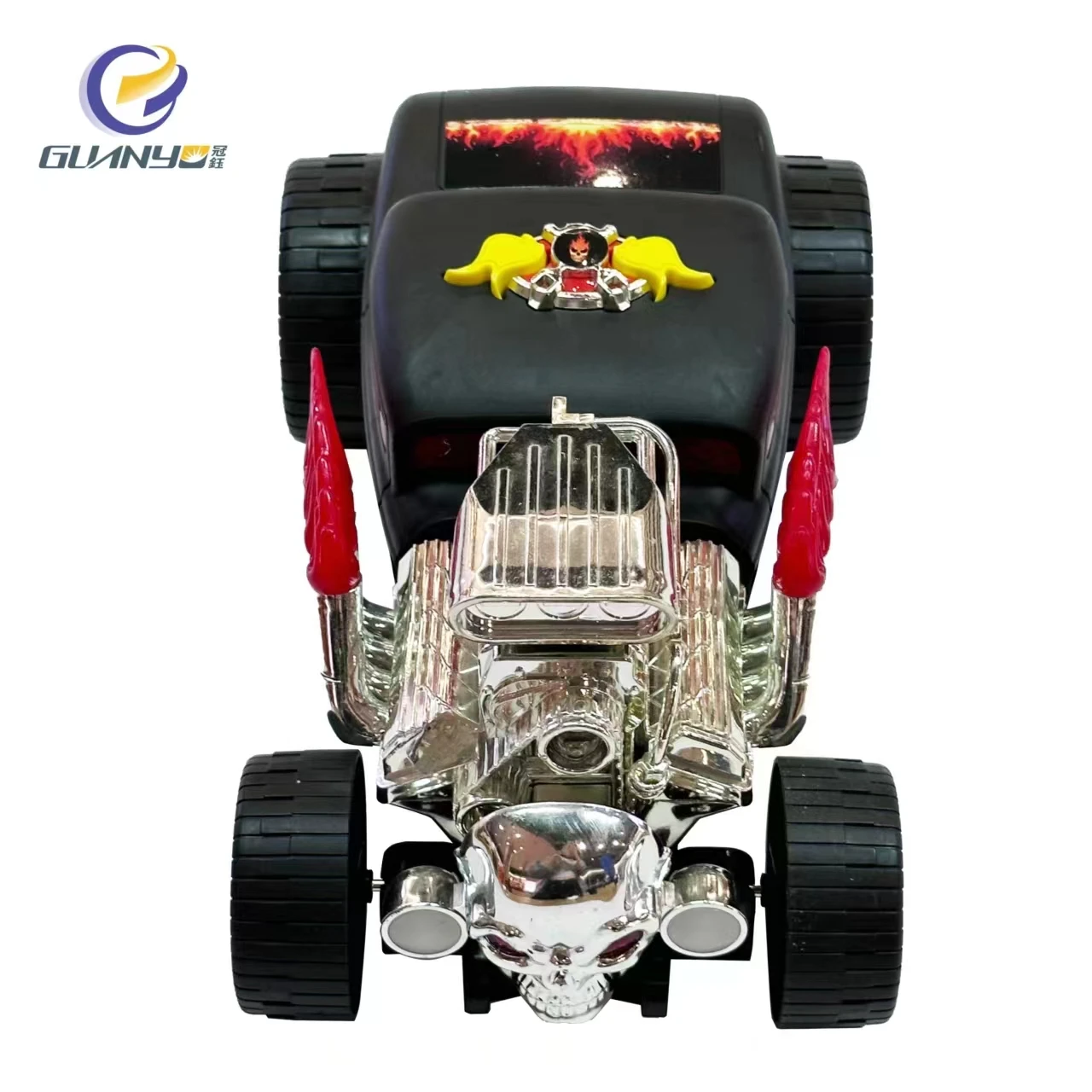 Wholesale Price Hot Sale Electric Simulated Ghost Head Vibration Toy Car Fun Cool With Light Music Effects Gift For Kids