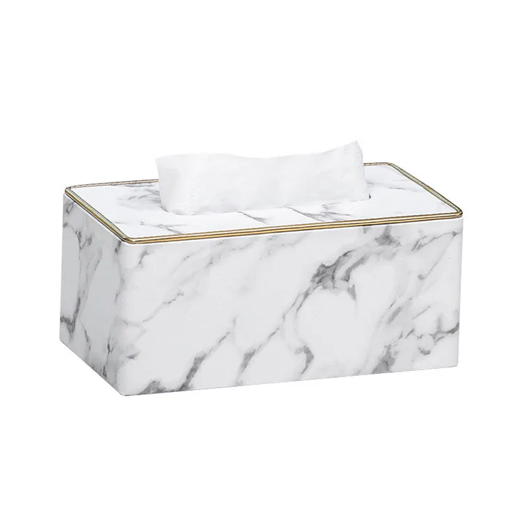 Mavobo 2022 Wholesale Custom Luxury Available Tissue Boxes Home Bedroom Leather Marble Paper Facial Tissue Box Cover