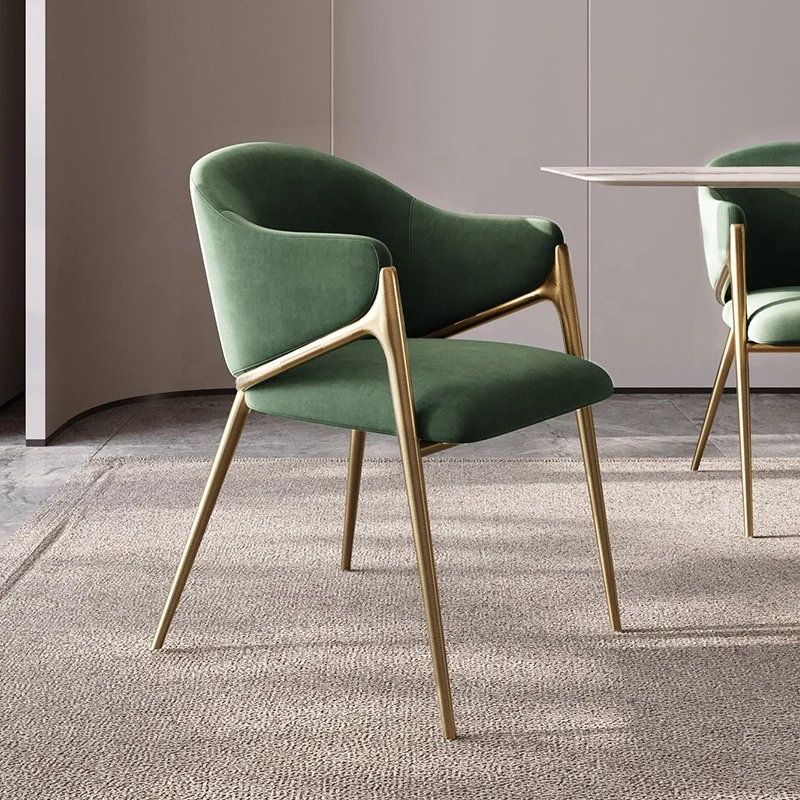 Modern Style Dining Room Furniture Velvet Upholster Kitchen Chair Gold Stainless Steel Boucle Accent Dining Chair For Home Hotel