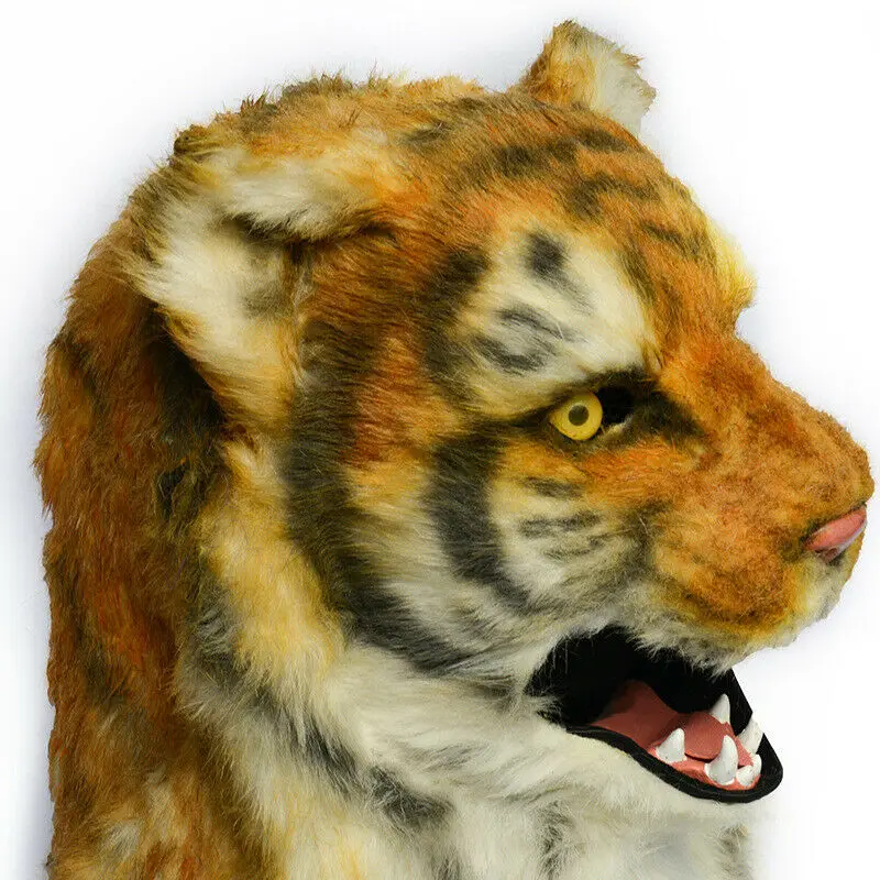 Tiger Head Mask Realistic Animal Halloween Mask for Halloween Cosplay Costume Party
