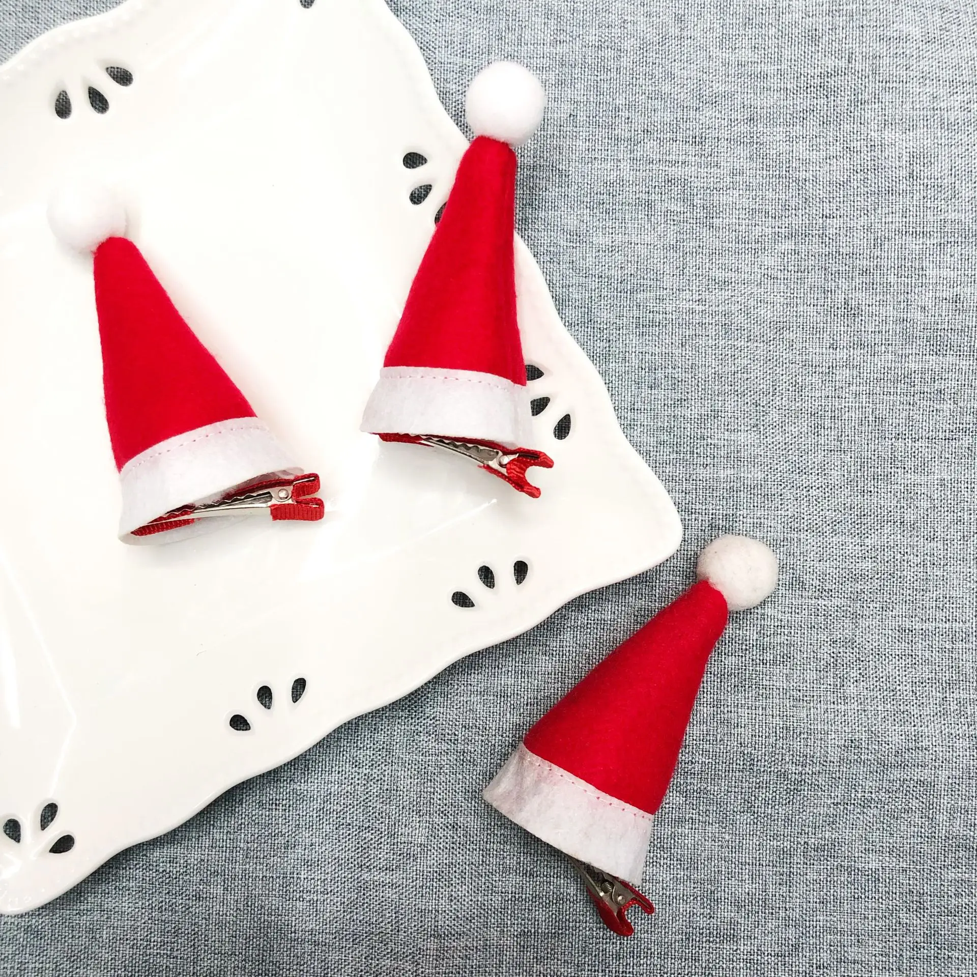 Mini Santa Hat Hair Hairclip Christmas Santa Hairpin Reindeer Hair Clips
