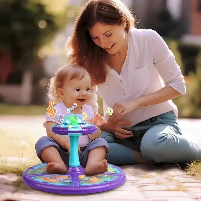 Children Newest Dinosaur Space Spinning Stool Toy 360 Degree Spin Activity Toy with LED and Music Sit And Spin Toy