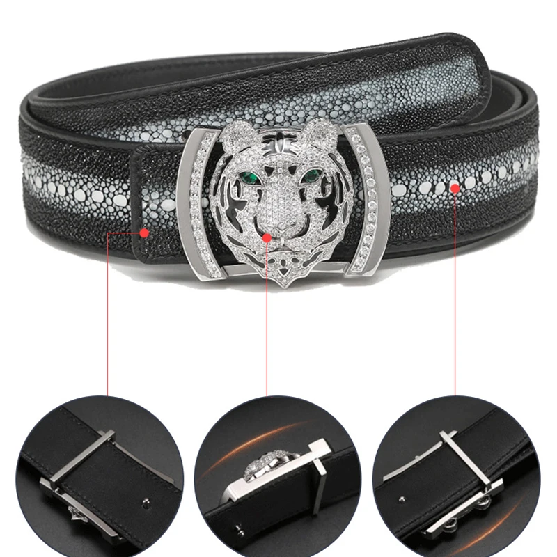 WT Wholesale Custom Logo Tiger High Quality Metal stone crystal belt buckles for men