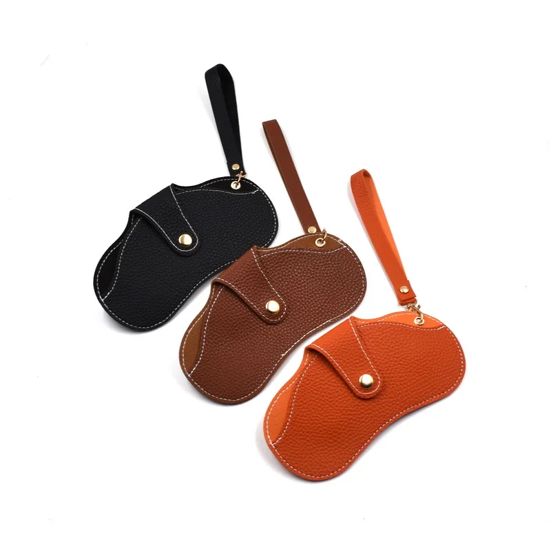 Factory Custom hand String Leather Eyeglass holder PU Leather Glasses Case With Belt Loop