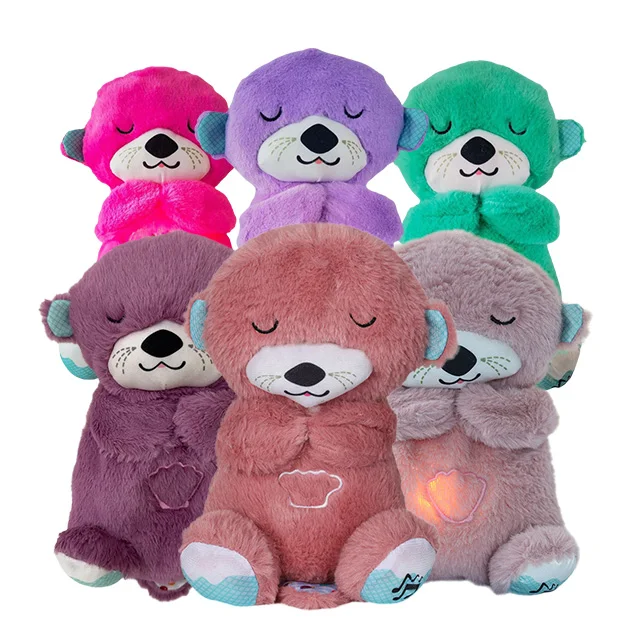 Cute Breathing Stuffed Animals Soothe And Snuggle Otter Sleep Buddy Sound Machine With Rhythmic Breathing