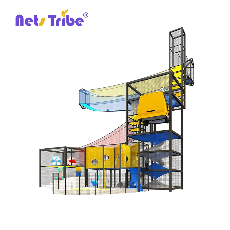 children commercial indoor playground equipment  covers trampoline and climbing net walls