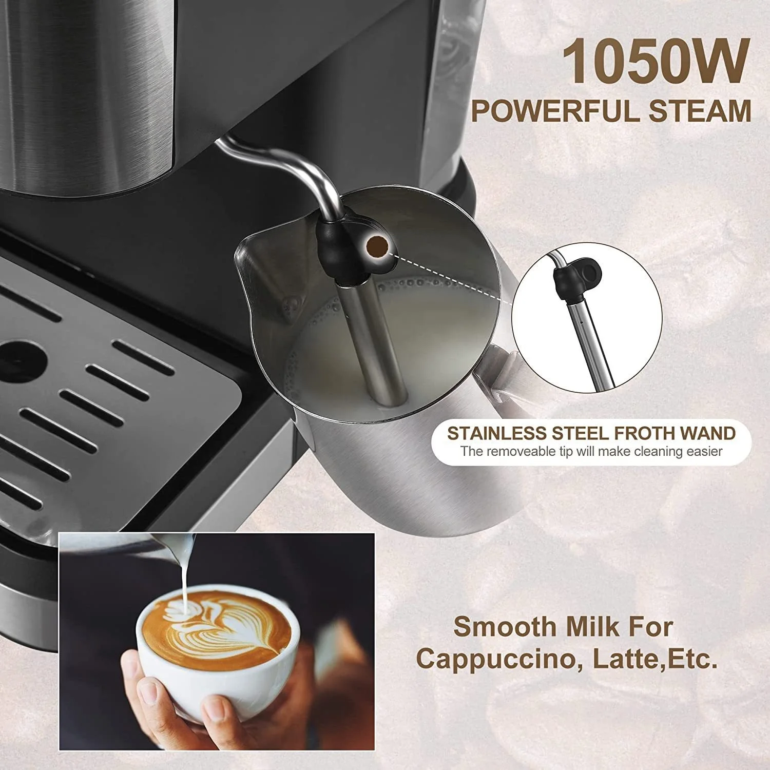 Professional Home Semi Automatic Expresso Coffee Machine all-in-one steam brewed cappuccino Americano Espresso Coffee Machines