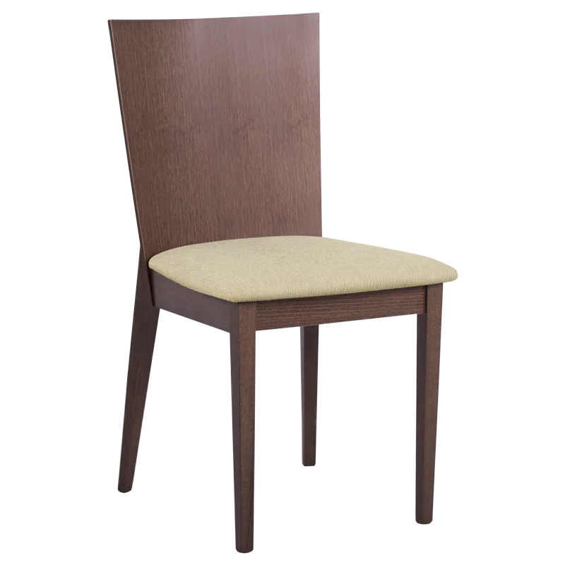 Dining banquet restaurant home modern chair made of massive wooden material and fine fabric DARIO - walnut MB / beige cream