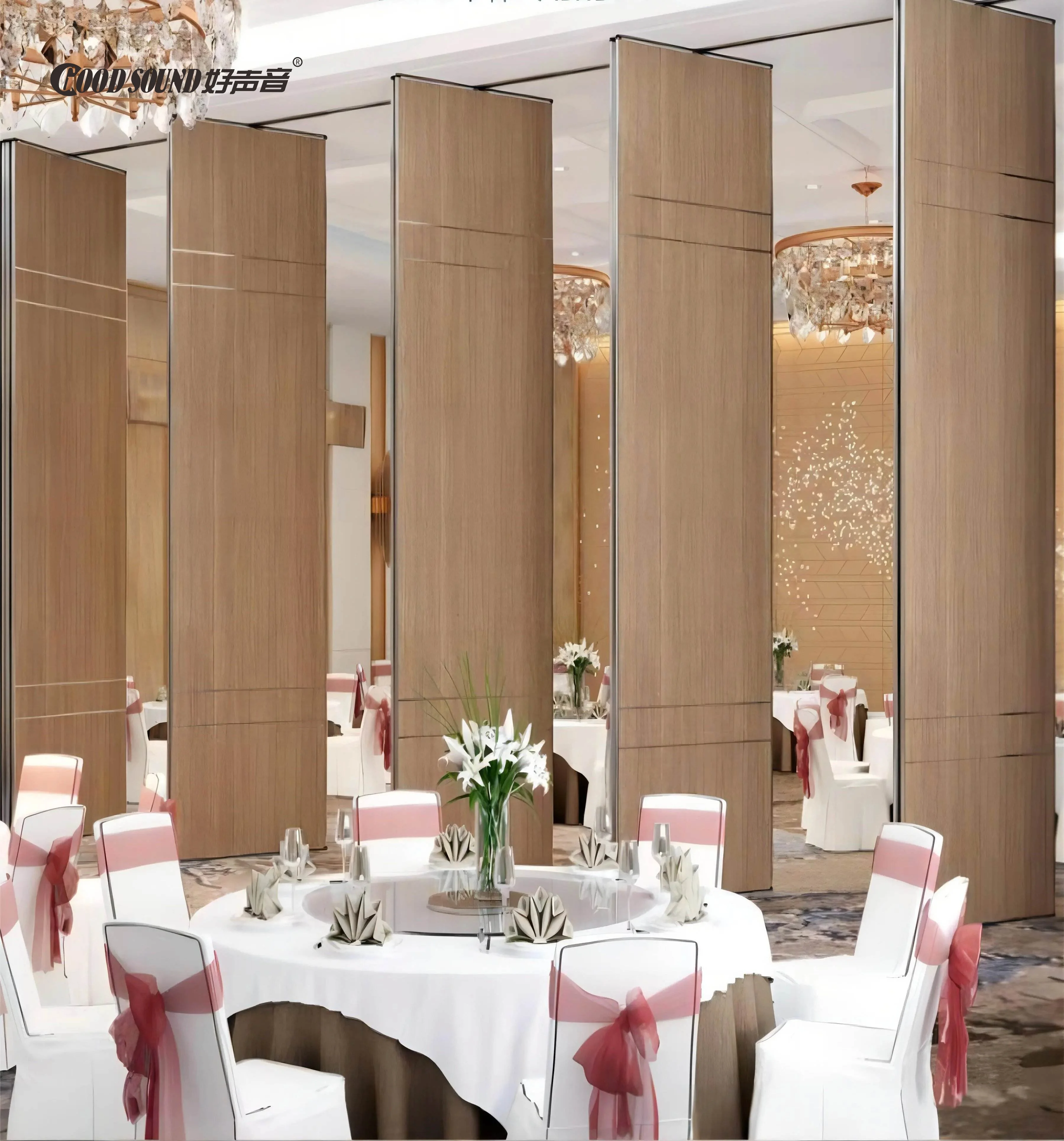 GoodSound Movable Sliding Folding Acoustic Wooden Soundproof Mobile Walls Banquet Hall Partitions for Living Room