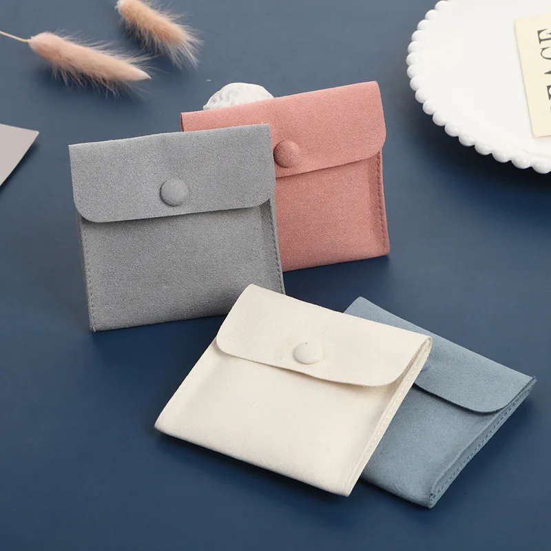 2023 Wholesale Necklace Jewelry Gift Bags Velvet Small Envelope Flap Suede Microfiber Jewelry Pouch Bag
