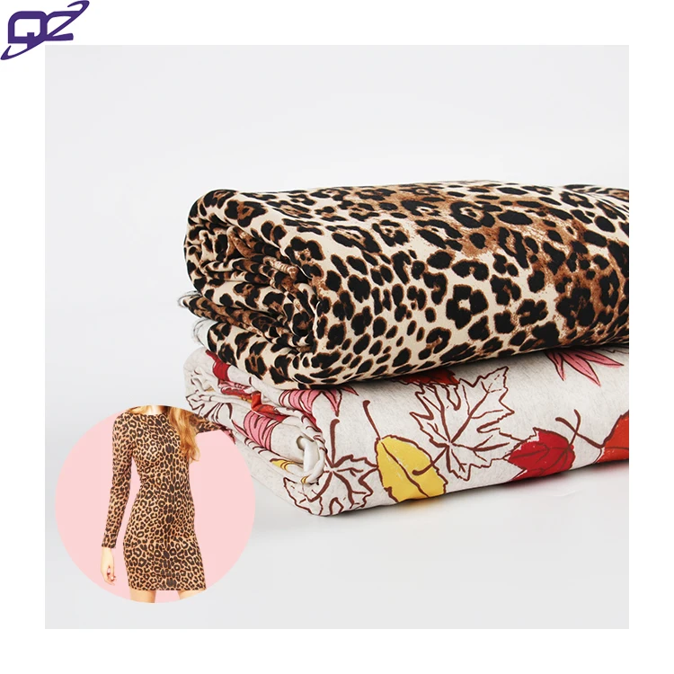 Leopard Design Polyester Spandex Soft Touch 4 Way Stretch Yummy Knit Jersey Digital Fabric Printing Custom For Women Dress