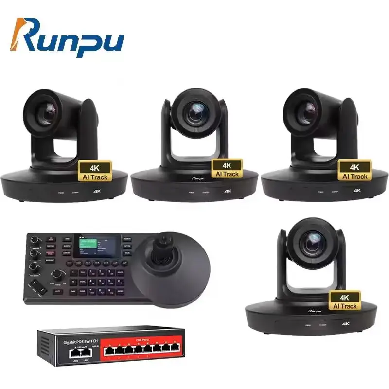 USD1498 Free ship Broadcast bundle G430= 4 pcs 4K 30X PTZ Conference Camera hd mi lan usb poe AI track+a Controller+poe switch