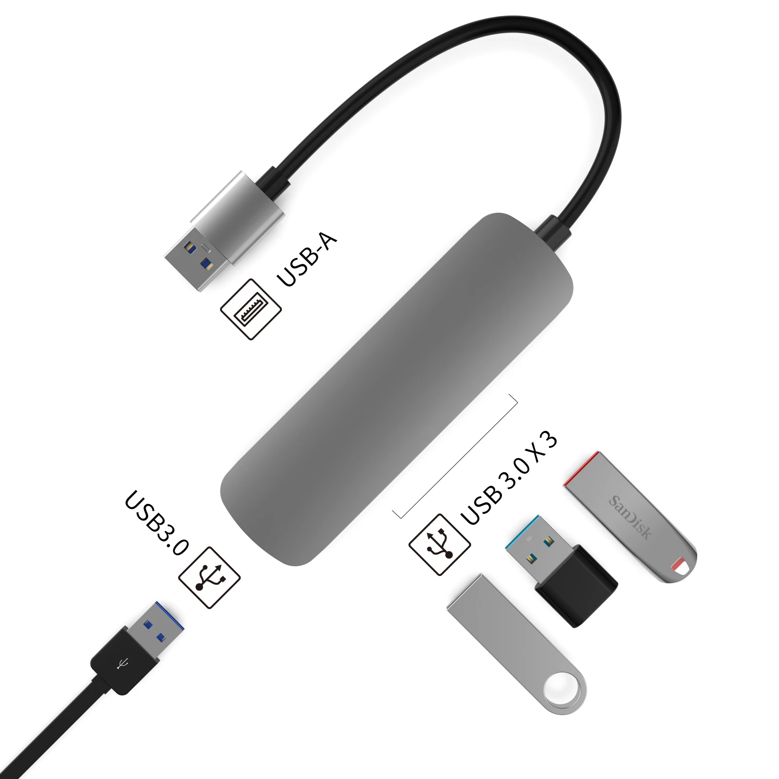 4 Port USB 3.0 Hub Multiport USB Expander Dongle Adapter for Laptop PC Flash Drive Printer USB Splitter Camera Keyboard Mouse