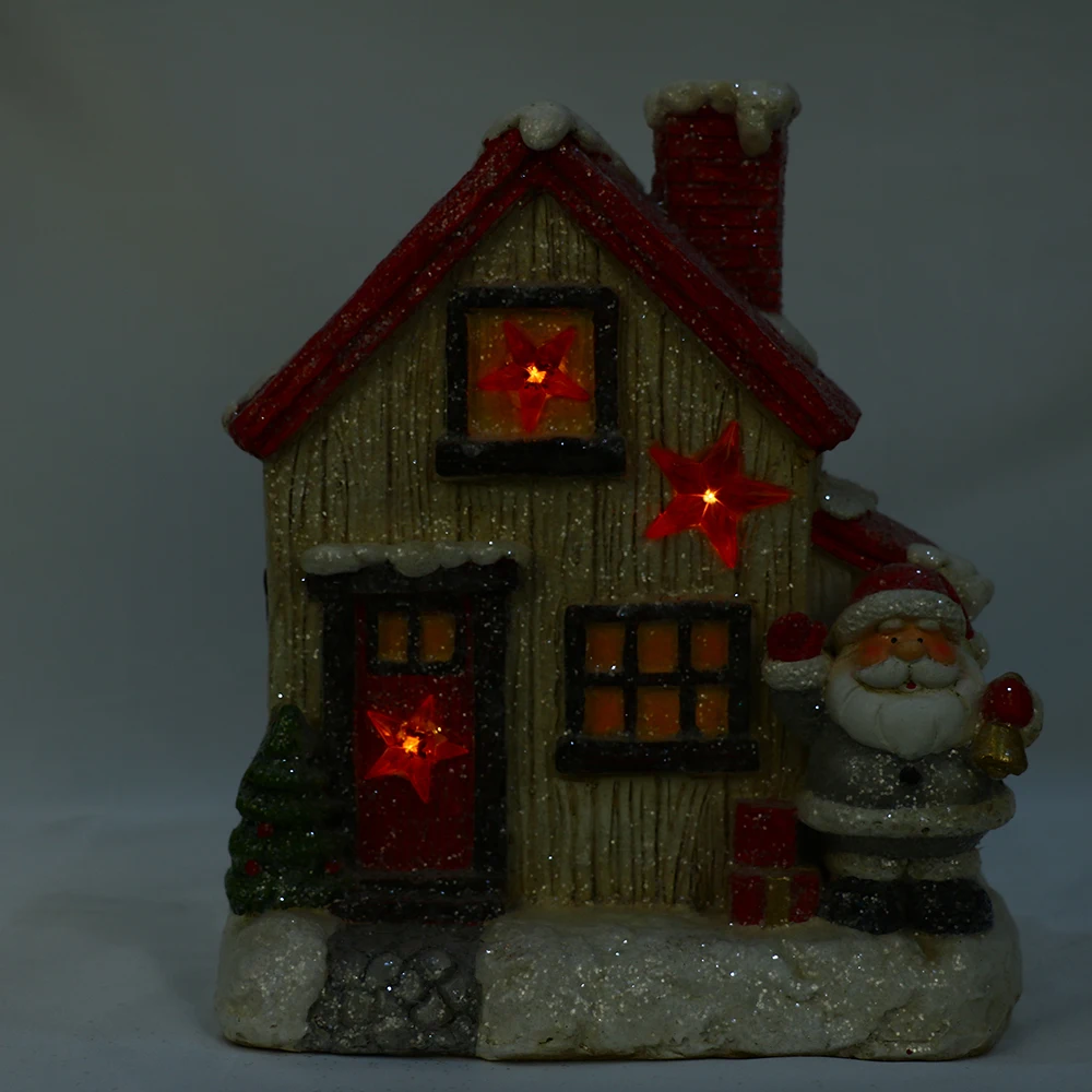 Christmas  Ceramic House Ornaments LED Lights Festival Decorations Living room Home Decor Cone House Xmas Light House Gift