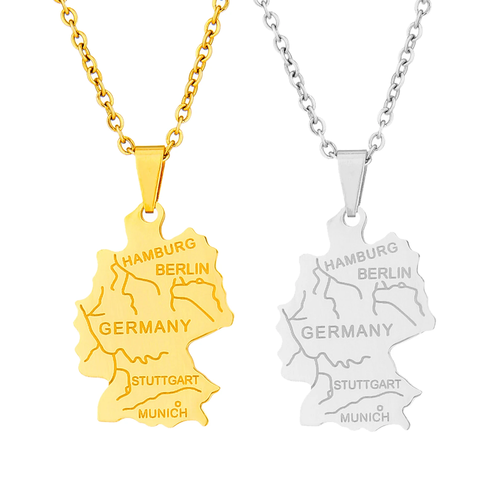 Germany Map Pendant Necklace for Women Girls Silver Color/Gold Color Germany Jewelry German HWT251
