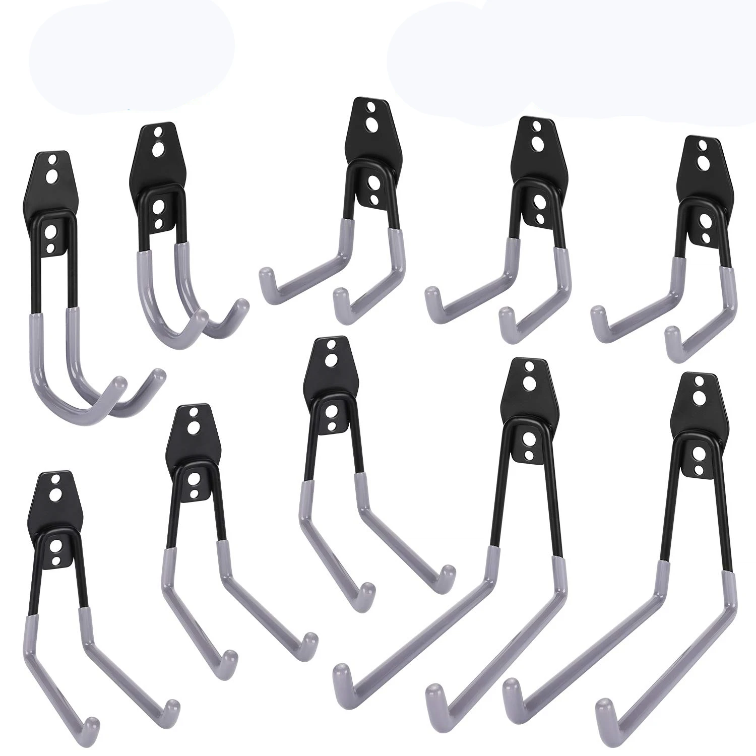 Garage Wall Steel Garage Storage Utility Double Hooks Heavy Duty Wall Mount Hanging Metal Wall Hooks