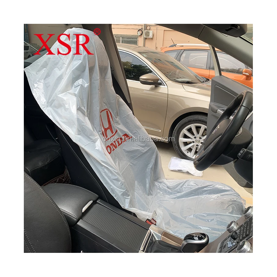 Disposable plastic seat cover for car
