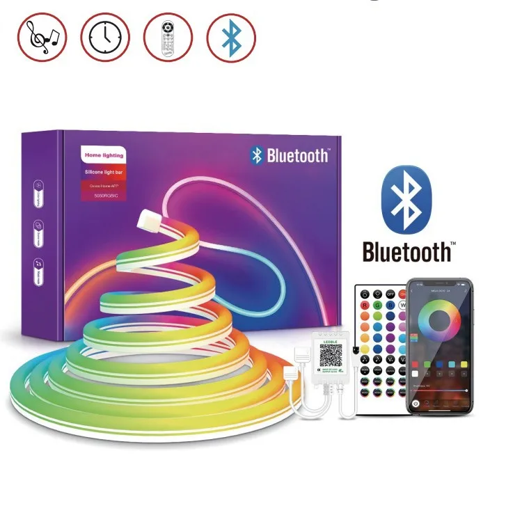 Waterproof Flexible Soft Running Water RGB Led Strip 12V 24V Smart RGBIC Flex Led Neon Rope Lights for Hotel Room