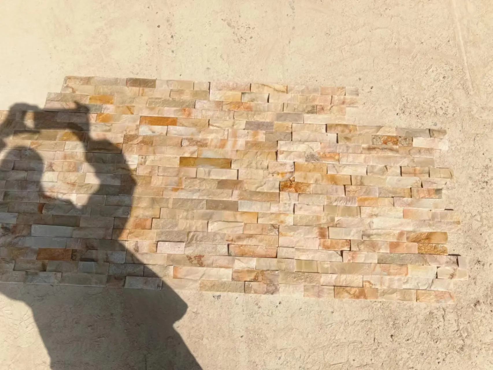 Competitive Price Split Surface Yellow Wood Slate Wall Tiles Natural Stone Cladding For House Decoration