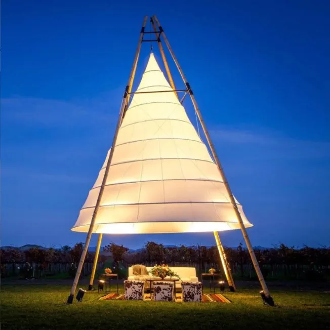 Wedding party tents outdoor bamboo party tipi tent safari open teepee tent for sale