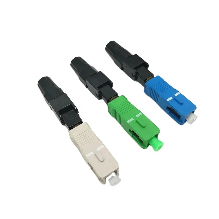 SC APC Green FTTH Drop Cable Fiber Optic Quick Fast Connector