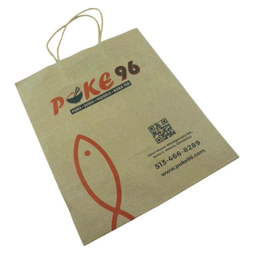 Recycled Shopping Carrier Bag Twisted Handle Your Own Logo Nuts Kernels Packaging Brown Bag Kraft Paper Bags
