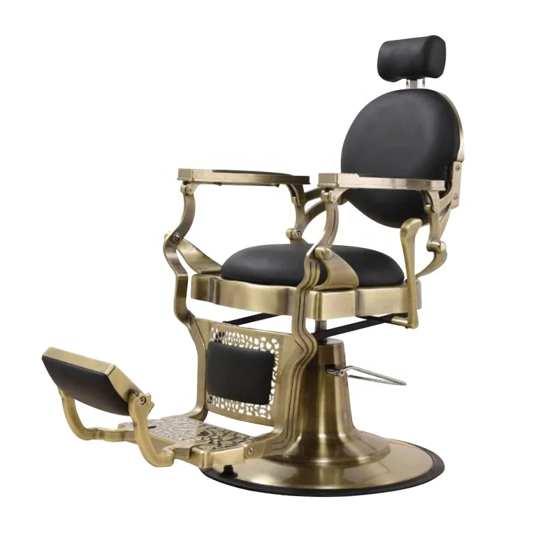 Yimmi Vintage Barber Chair Gold Frame Soft Comfortable Hair Salon Furniture Barber Chair