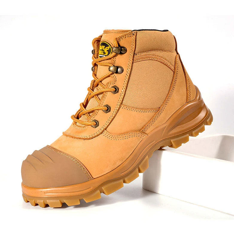 High Quality Fashion Construction Workers Industrial Mining Non-slip Oil Proof Leather Brown Safety Shoes Boots