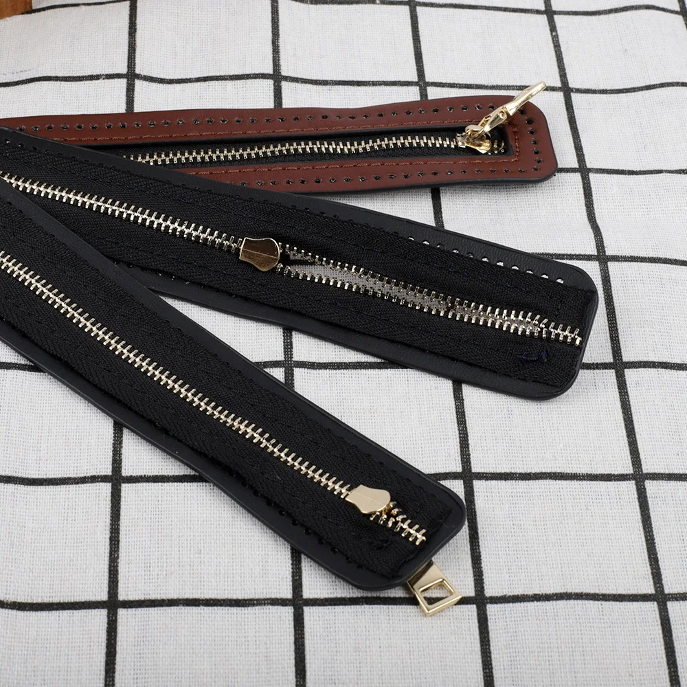 Hot selling Bag Accessories PU Leather Zipper Woven Bag Zipper Strip