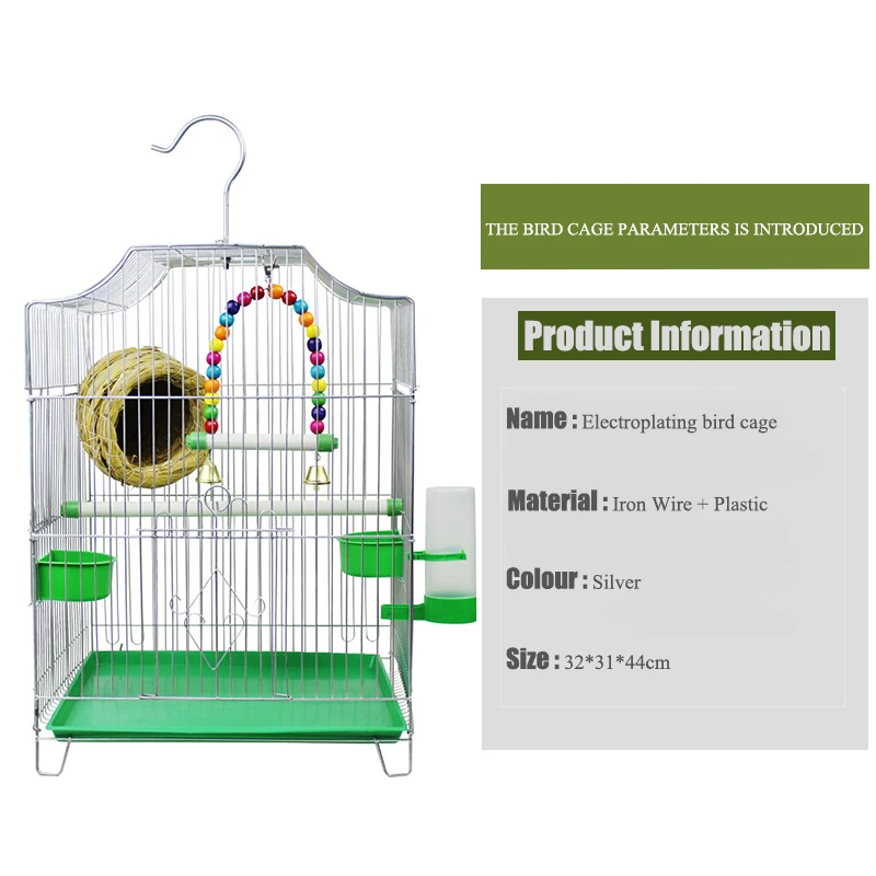 Wholesale Animal Cages Pet Cages Carriers Foldable Stainless Steel Bird House Pigeon Canary Parrot Bird Cage With Feeder