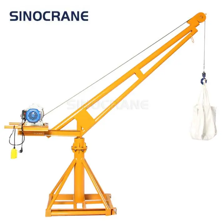 Manufacture Lifting Portable Crane Rotating Crane With Electric Hoist Winch Remote Control