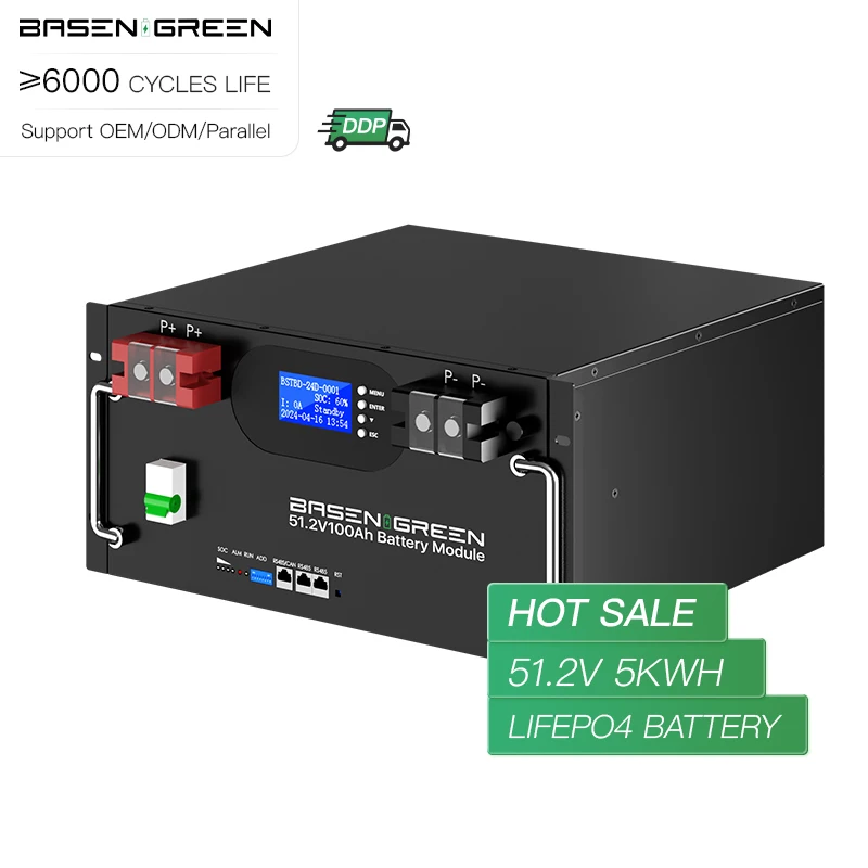 Basengreen Telecom Lithium Battery 48v 5kwh 10kwh 15kwh 48v 100ah 200ah 300ah 400ah Lifepo4 Lithium Batterie Pack 19inch Cabinet
