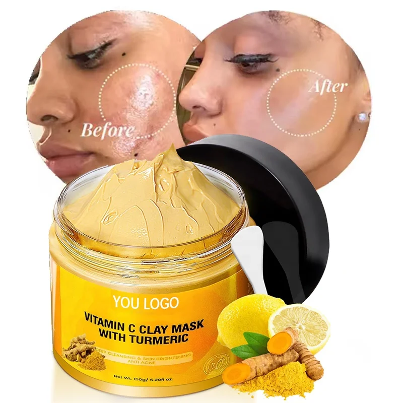 Manufacturer Deep Cleansing Anti Acne Blackheads Exfoliating Turmeric Vitamin C Clay Mask Pore Shrinking Mud Clay facial mask