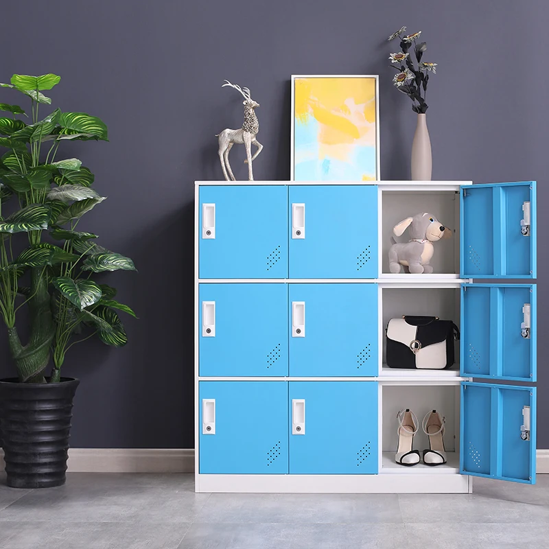 
Uniform Alarm Locker Electronic Safe European Workers Storage Solution Modern Metal Wardrobe Steel File Cabinet With Mirror 