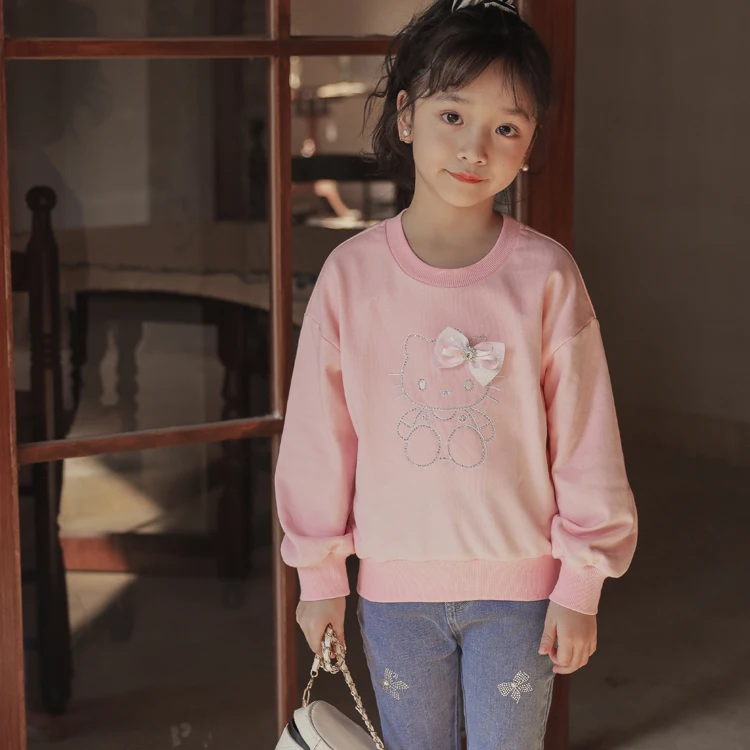 Toddler Clothes Toddler Girl Hoodies Kitty Cartoon Pink Pullover Children Tracksuits Clothing K ids Cotton Sweatshirt Hoodie