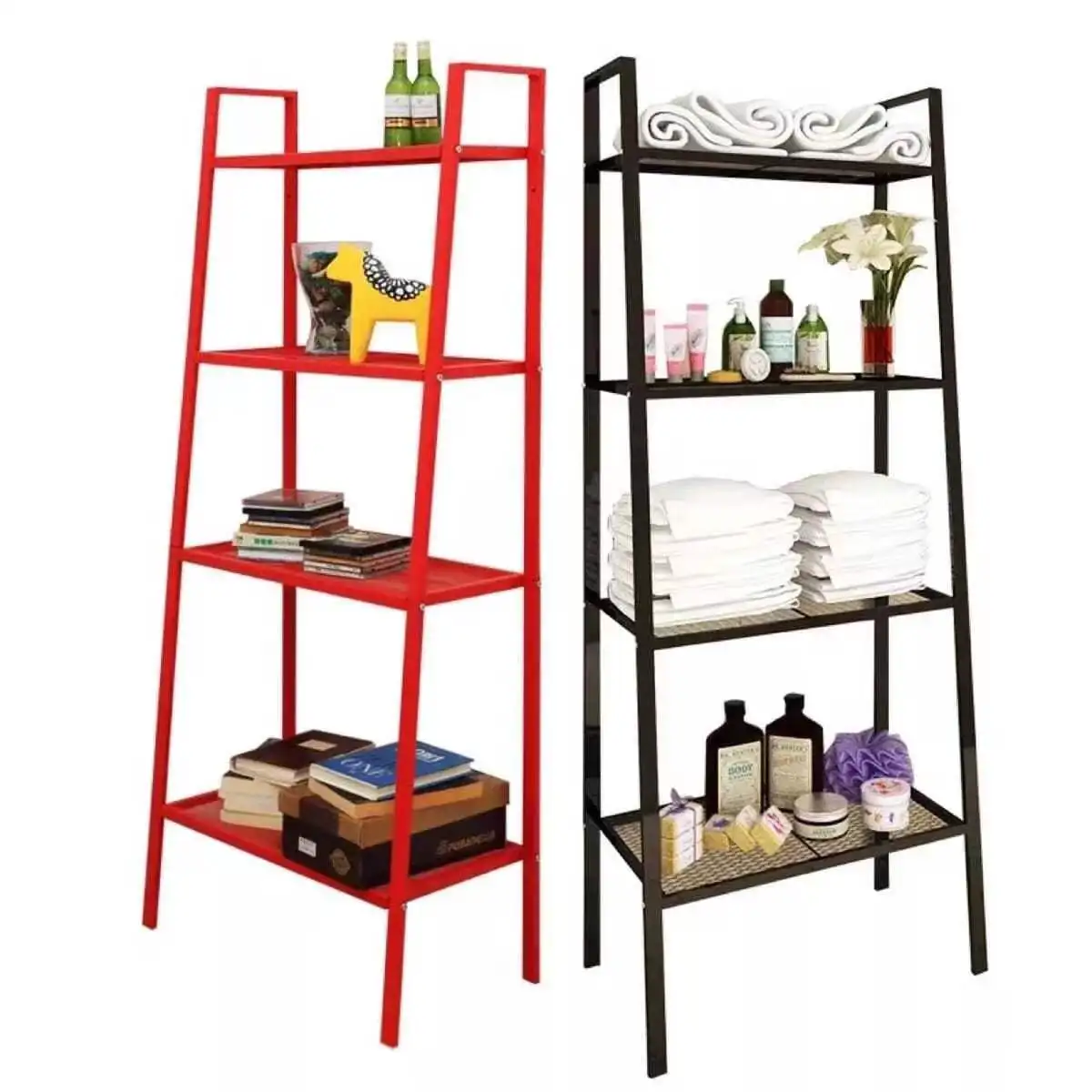 Office Bathroom Living Room Storage Rack Shelf 4-Tier Bookshelf bamboo plant stand Ladder Shelf