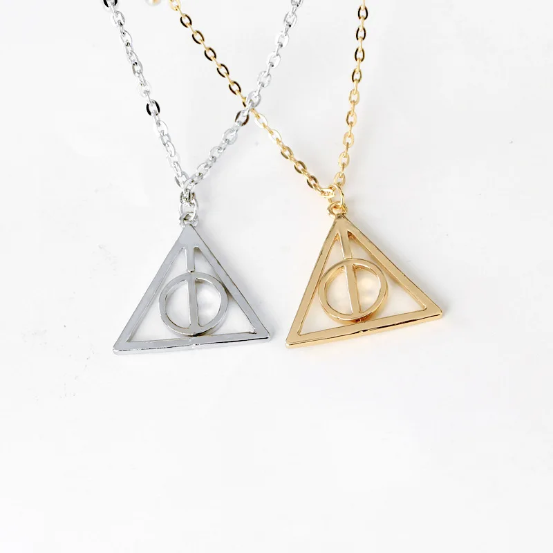 Wholesale Harry- Potter Death Hallows Triangle Necklace Rotating can  remove Pendant