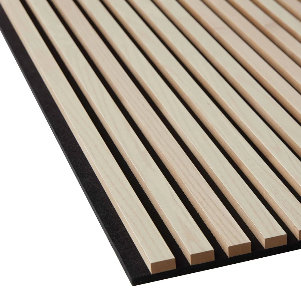 Eco-Friendly Soundproof Wooden Veneer MDF Slats Wood Acoustic Panel PET Backing For Walling and Ceiling acoustic slat wood board
