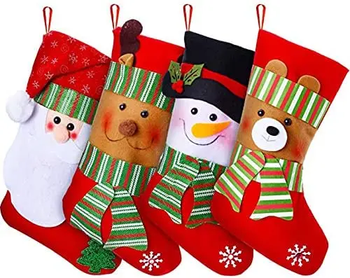 2021 Large Size Sublimation Christmas Socks Lovely Snowman Bag Wall Stove Christmas Decoration Gift