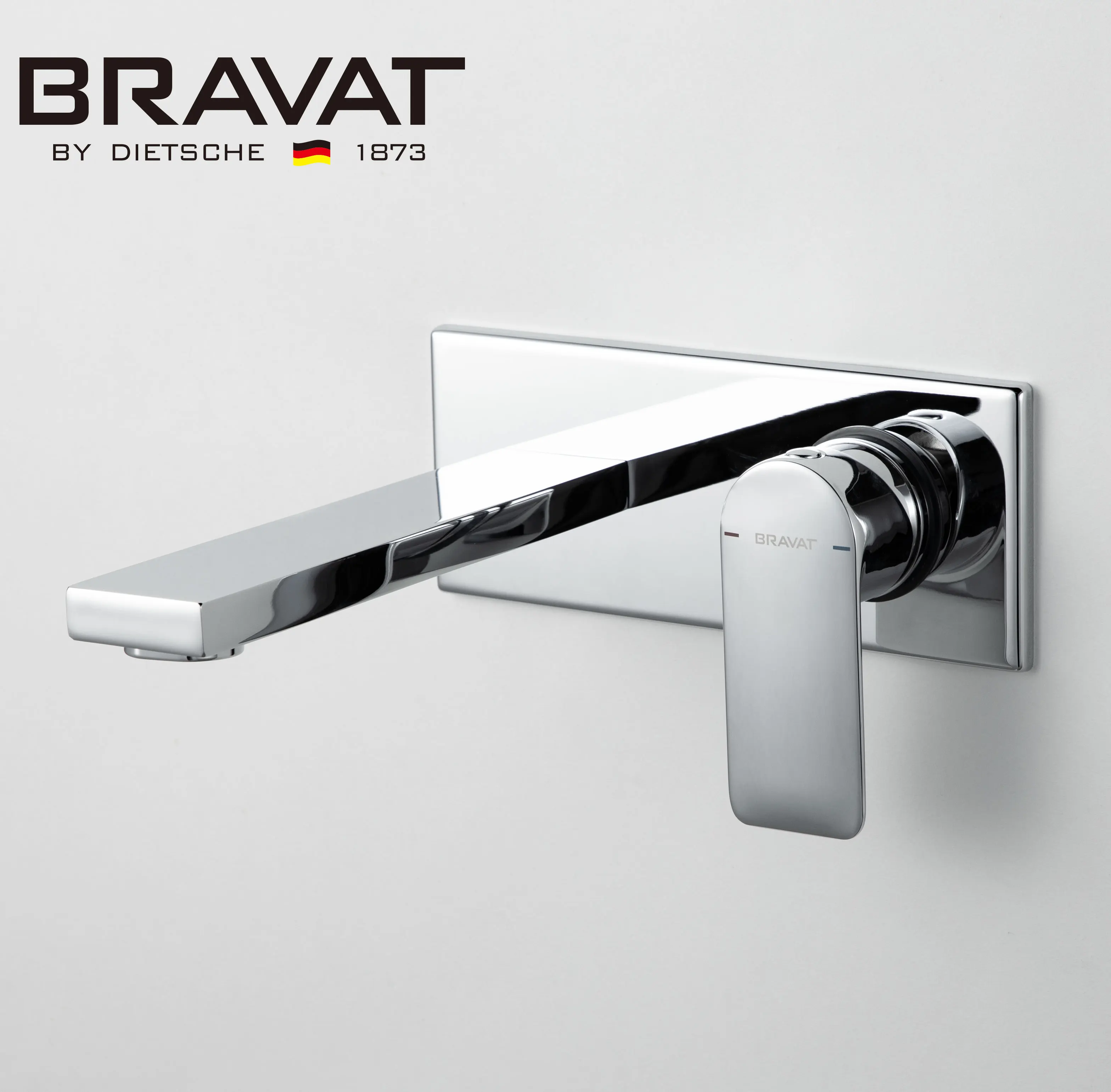 Bravat Single Handle Wall Mounted 2 Hole Modern Concealed Basin Faucets