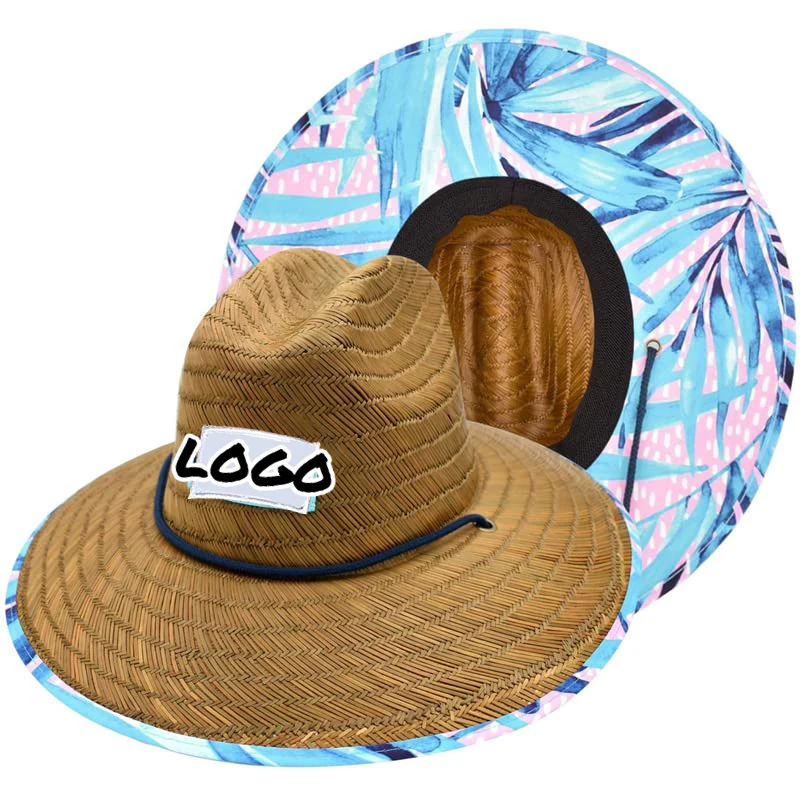 Custom Patches Quality Men Woman Summer Beach Surf Hats Chapeau De Paille Homme Lifeguard Mexican Straw Hat