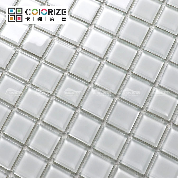 Colorize 300x300 mm 4mm Thickness pool glass mosaic Square White swimming pool glass mosaic tiles Mosaico Piscina
