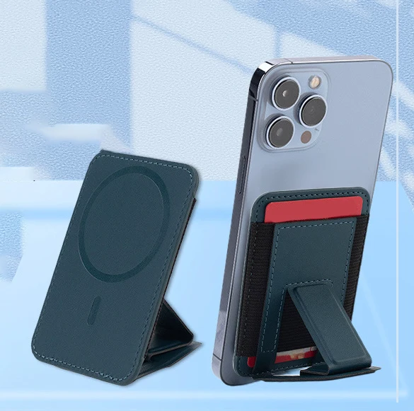 Magnetic Back Card Holder Wallet with Card Slot PU Leather Phone Wallet with Phone Stand
