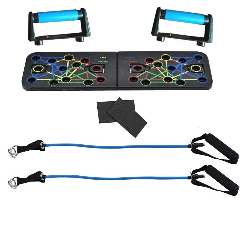 Home Gym System Large Compact Push up Board Pilates Bar Fitness Accessories with Resistance Bands