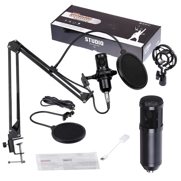 Hot Selling Foldable Mic Condenser Microphone Pro Audio Studio BM-800 sound Card For Condenser Microphone