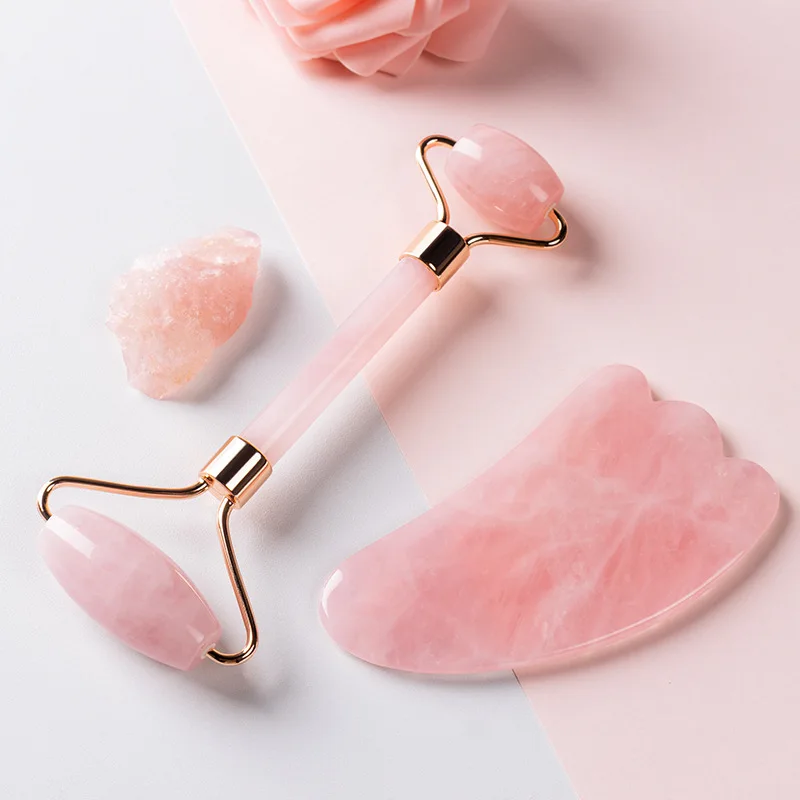 Jade Facial Massage Roller Natural Massager Cucumber Sand Scraper Set Lifting Beauty Slimming heart gua sha