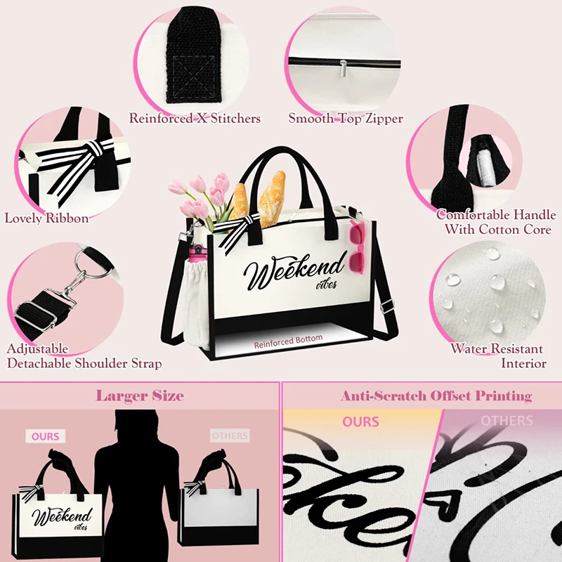 School Mother Day Teacher Gifts Custom Large Capacity Canvas Shoulder Bags Beach Shopping Tote Bag