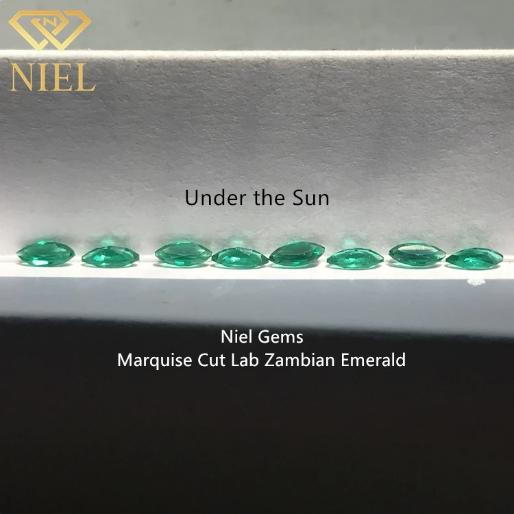 Zambia small gems stone price grown cutting marquise lab created emeralds zambian green emerald gemstone