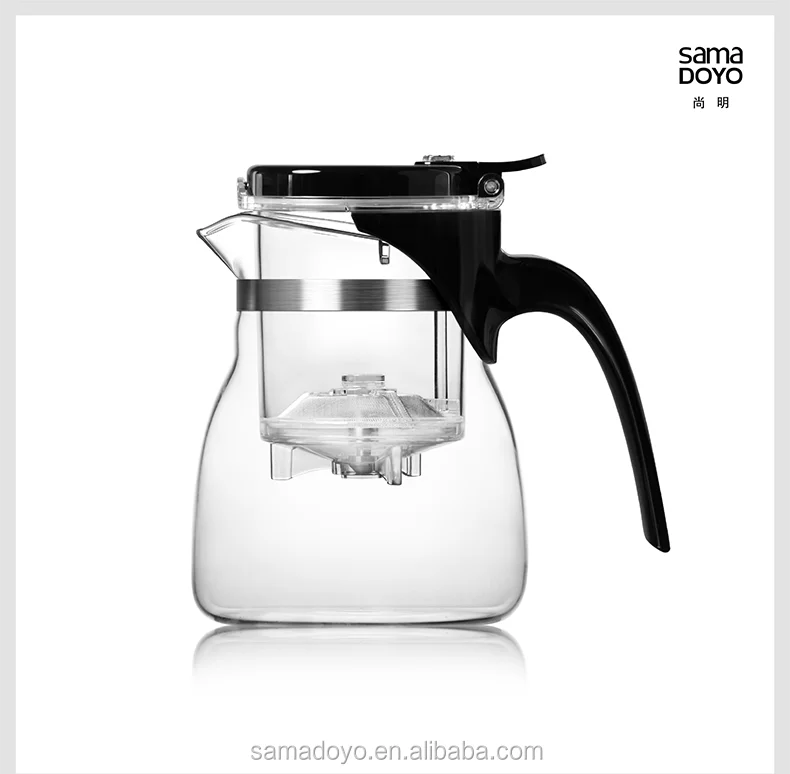 SAMADOYO Food Grade Heat-Resisting Borosilicate Glass Magic Tea Pot Restaurants Glass Teapot Kettle with Stainless Steel Filter